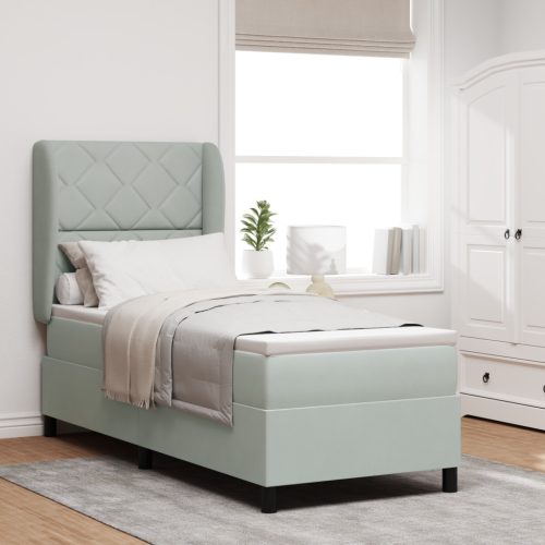 Boxspring Ágy Matrac Közép Szürke 80x200 cm Bársony