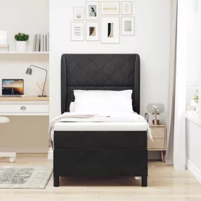   vidaXL Boxrugós ágy fejtámlával Fekete 200 x 100 cm Bársony