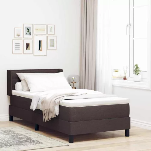 vidaXL Boxrugós ágy fejtámlával Sötét Barna 200 x 80 cm szövet