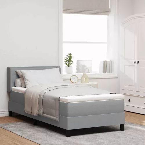 Boxspring ágy matraccal matracmal Világosszürke 90 x 190 cm