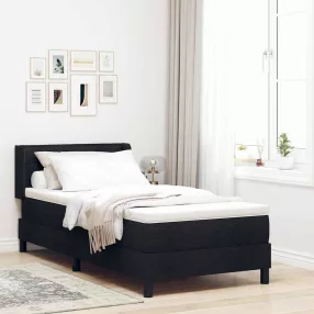   Boxspring ágy matraccal Fekete 90 x 190 cm Szövet és Mérnöki Fa
