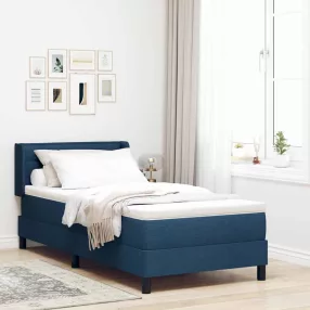 vidaXL Boxrugós ágy fejtámlával Kék 190 x 90 cm szövet