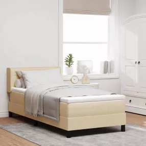   vidaXL Boxrugós ágy matracmal fejtámlával Krém 200 x 100 cm Poliészter