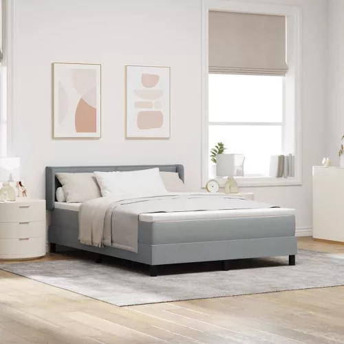 vidaXL Boxrugós ágy fejtámlával Világosszürke 190 x 140 cm szövet