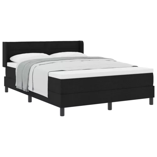 vidaXL Boxrugós ágy fejtámlával Fekete 190 x 140 cm szövet