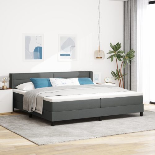 Boxspring ágy matraccal sötétszürkében, 200 x 200 cm, szövet