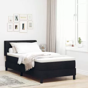   vidaXL Boxrugós ágy fejtámlával Fekete 200 x 80 cm szövet