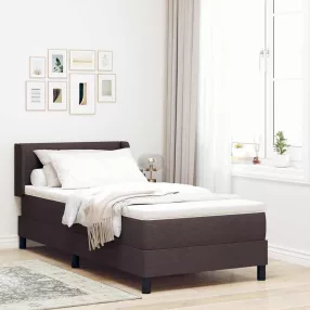   vidaXL Boxrugós ágy fejtámlával Sötét Barna 200 x 90 cm szövet