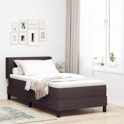 vidaXL Boxrugós ágy fejtámlával Sötét Barna 200 x 100 cm szövet