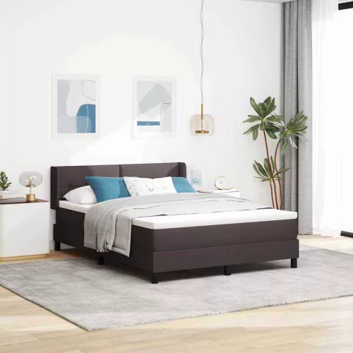 vidaXL Boxrugós ágy fejtámlával Sötét Barna 190 x 140 cm szövet