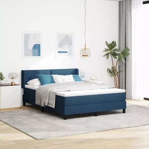 vidaXL Boxrugós ágy párnával fejtámlával Kék 190 x 140 cm szövet