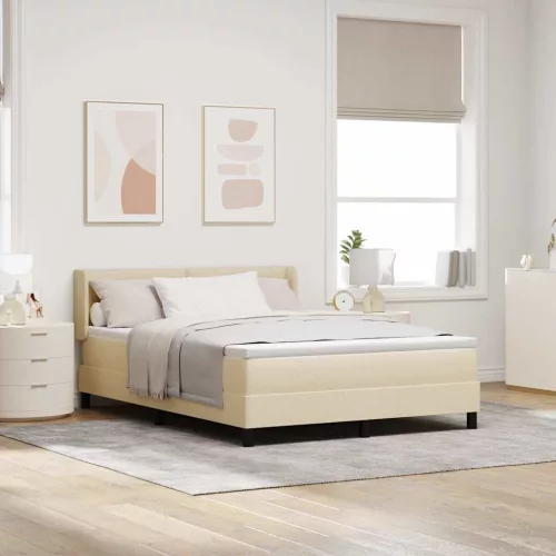 vidaXL Boxrugós ágy fejtámlával Krém 200 x 140 cm szövet