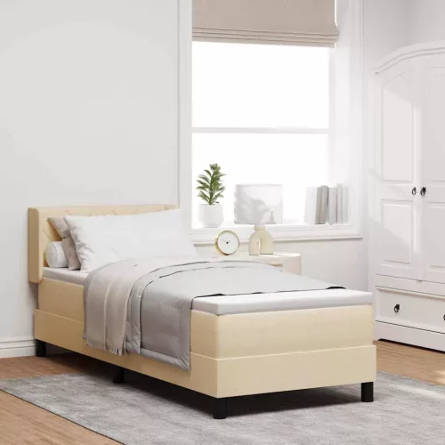 vidaXL Boxrugós ágy fejtámlával Krém 200 x 80 cm szövet