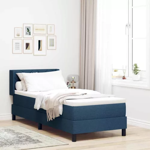 vidaXL Boxrugós ágy fejtámlával Kék 200 x 80 cm szövet