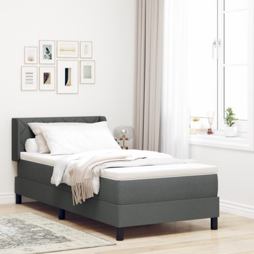 Boxspring ágy matraccal, sötétszürke - 90 x 200 cm szövet
