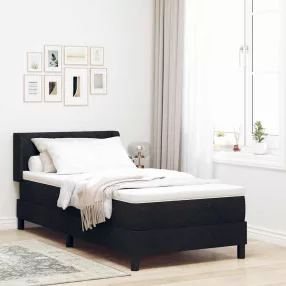   vidaXL Boxrugós ágy párnával fejtámlával Fekete 200 x 100 cm szövet