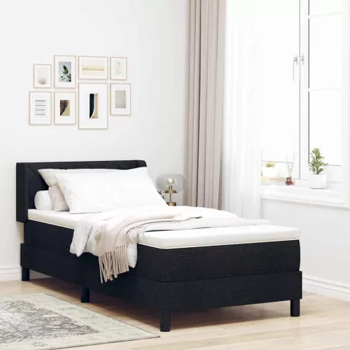 vidaXL Boxrugós ágy párnával fejtámlával Fekete 200 x 100 cm szövet