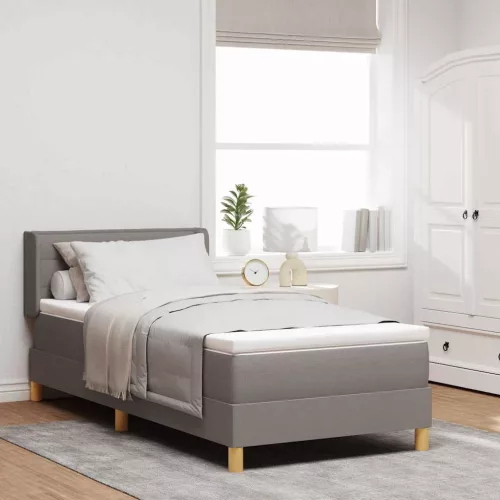 vidaXL Boxrugós ágy matracmal fejtámlával Tópszínű 200 x 80 cm szövet