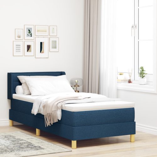 Boxspring Ágy, Kék Matrac, 90 x 200cm, Szövet