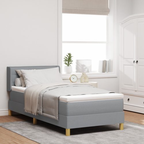 Boxspring ágy matraccal világosszürkében, 100 x 200 cm, szövet