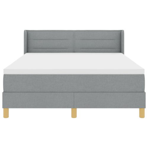 Boxspring Ágy Matrac Készlettel, Világosszürke, 160 x 200 cm, szövetből készült.