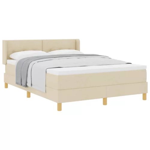 vidaXL Boxrugós ágy párnával fejtámlával Krém 200 x 140 cm szövet
