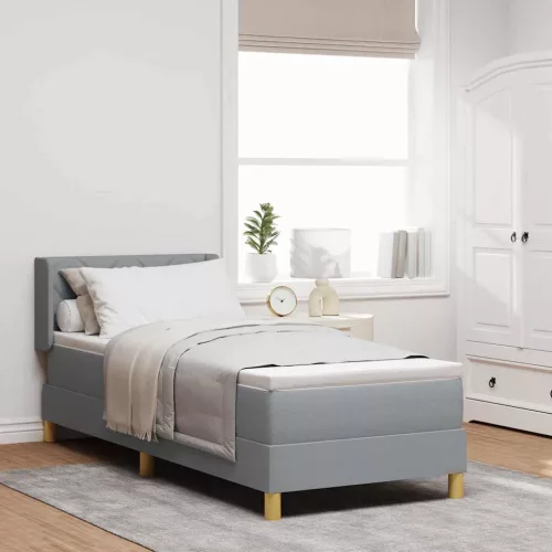 vidaXL Boxrugós ágy fejtámlával Világosszürke 200 x 80 cm szövet