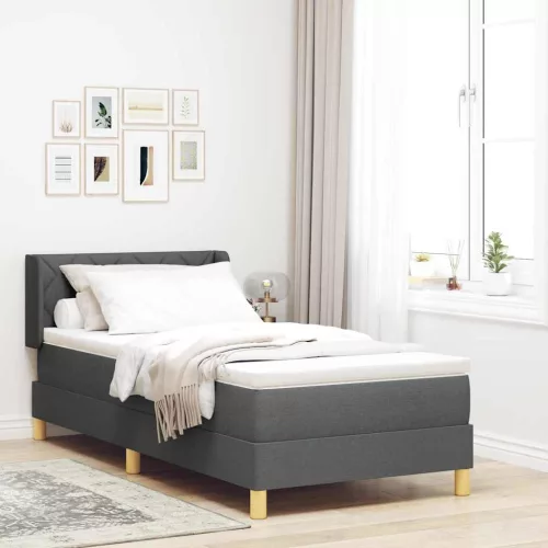 vidaXL Boxrugós ágy matracmal Sötétszürke 190 x 90 cm Poliészter