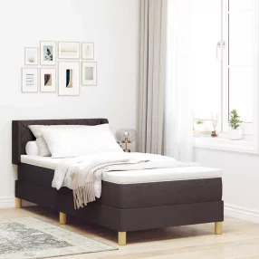   vidaXL Boxrugós ágy matracmal Sötét Barna 190 x 90 cm Poliészter