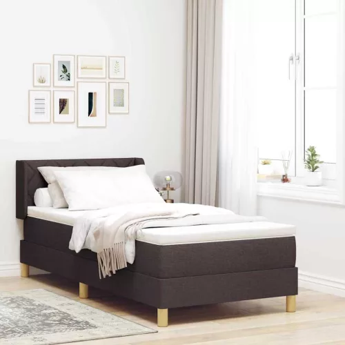 vidaXL Boxrugós ágy matracmal Sötét Barna 190 x 90 cm Poliészter