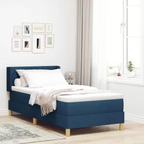   vidaXL Boxrugós ágy matracmal fejtámlával Kék 190 x 90 cm Poliészter