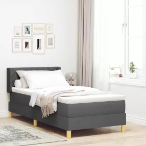   vidaXL Boxrugós ágy matracmal Sötétszürke 200 x 100 cm szövet