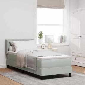   vidaXL Boxrugós ágy fejtámlával Világosszürke 200 x 80 cm Bársony
