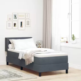   vidaXL Boxrugós ágy fejtámlával Sötétszürke 200 x 80 cm Bársony