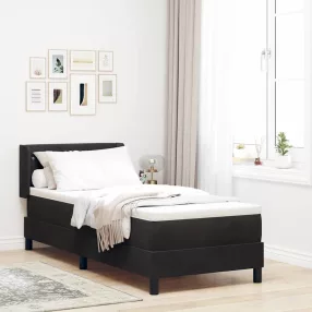   vidaXL Boxrugós ágy fejtámlával Fekete 200 x 80 cm Bársony