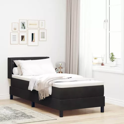 vidaXL Boxrugós ágy fejtámlával Fekete 200 x 80 cm Bársony