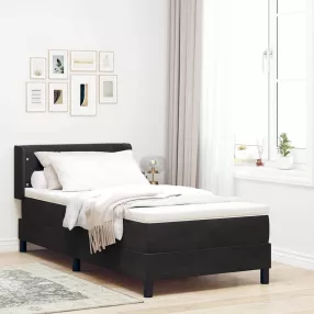   vidaXL Boxrugós ágy fejtámlával Fekete 200 x 90 cm Bársony