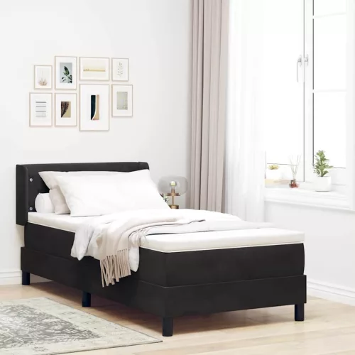 vidaXL Boxrugós ágy fejtámlával Fekete 200 x 90 cm Bársony