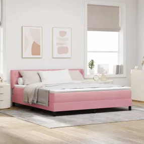   vidaXL Boxrugós ágy fejtámlával Rózsaszín 200 x 180 cm Bársony