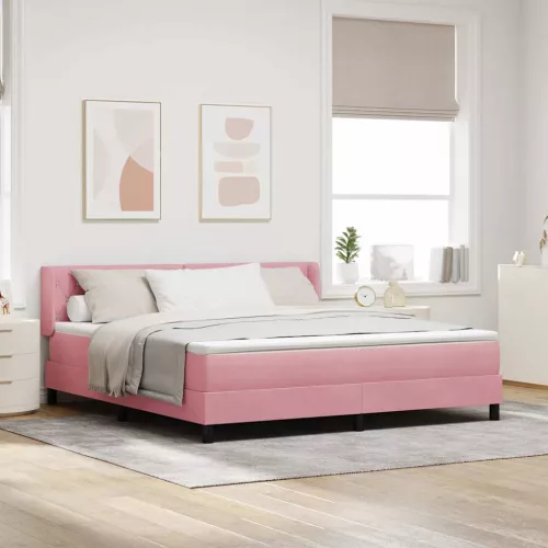 vidaXL Boxrugós ágy fejtámlával Rózsaszín 200 x 180 cm Bársony