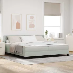   vidaXL Boxrugós ágy fejtámlával Világosszürke 200 x 200 cm Bársony