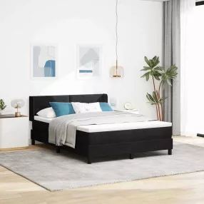  vidaXL Boxrugós ágy fejtámlával Fekete 190 x 140 cm Bársony