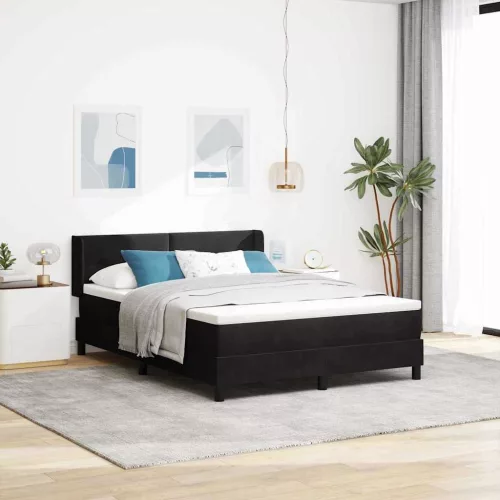 vidaXL Boxrugós ágy fejtámlával Fekete 190 x 140 cm Bársony