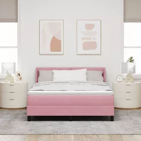   vidaXL Boxrugós ágy fejtámlával Rózsaszín 190 x 140 cm Bársony