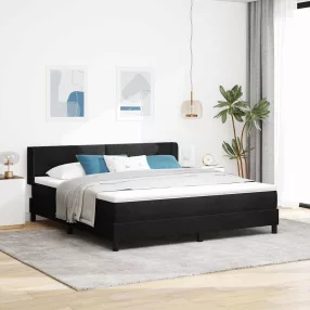   vidaXL Boxrugós ágy fejtámlával Fekete 200 x 180 cm Bársony