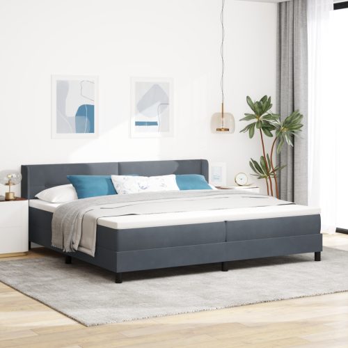 Boxspringágy Matraccal Sötétszürke 200x200 cm Bársony