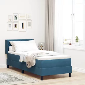   vidaXL Boxrugós ágy fejtámlával Sötét kék 200 x 80 cm Bársony