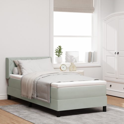 Boxspring Ágy Mattal Világosszürke 90x190 cm Bársony