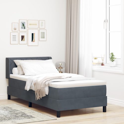 Boxspring Ágy Matraceval Sötétszürke 100x200 cm Bársonyos