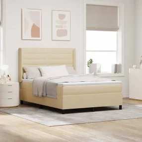   vidaXL Boxrugós ágy matracmal fejtámlával Krém 200 x 140 cm szövet